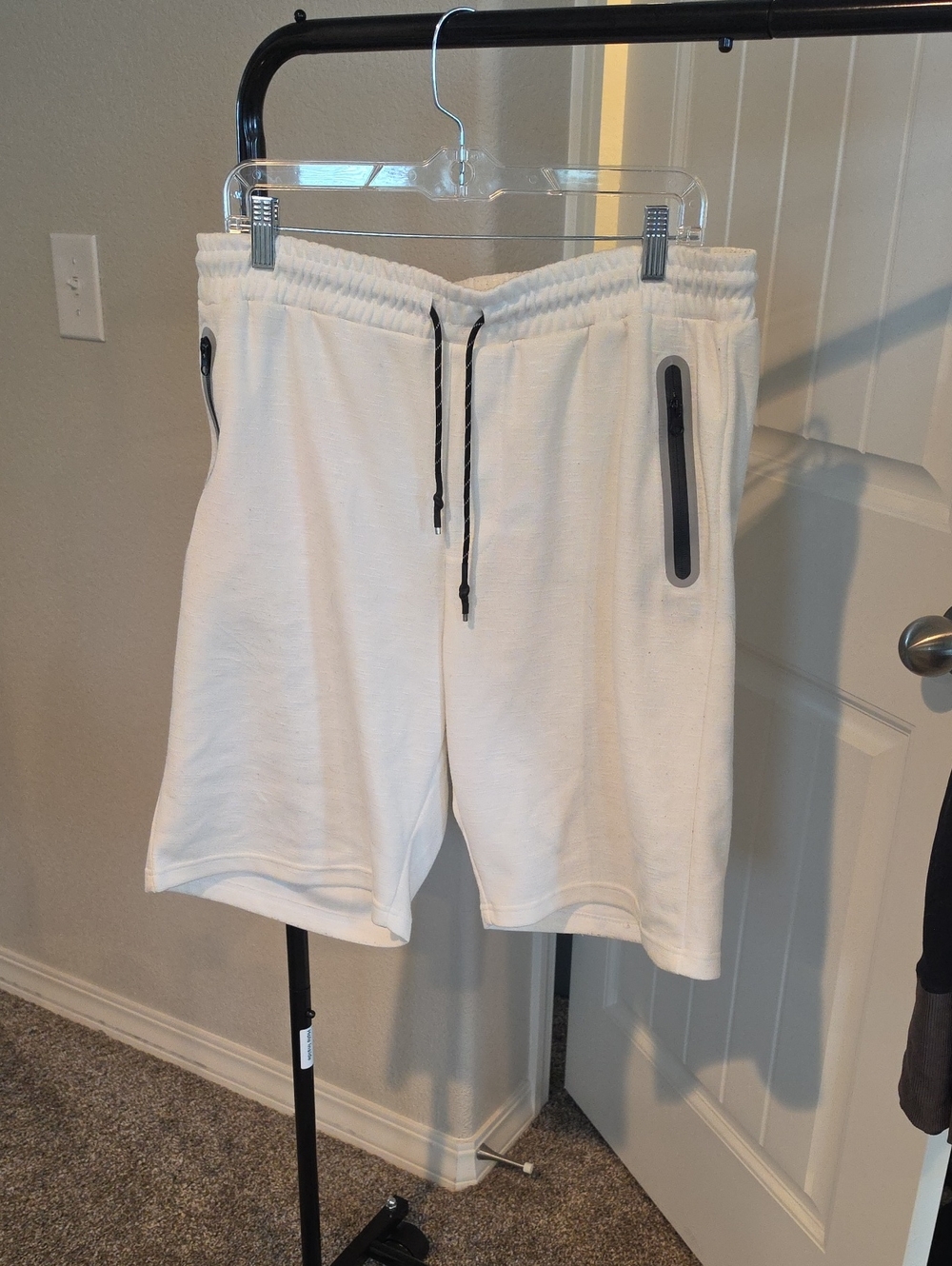 Ring of Fire Men's White Athletic Shorts with Black Trim